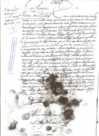 Assento de casamento de Manoel Francisco e Maria de Jesus (13.09.1762)