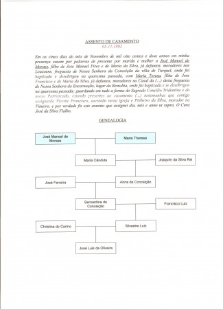Genealogia de José Manuel de Moraes e Maria Thereza (05.11.1802)