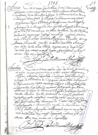 Assento de Baptismo de Joaquim Oliveira (18.06.1745)